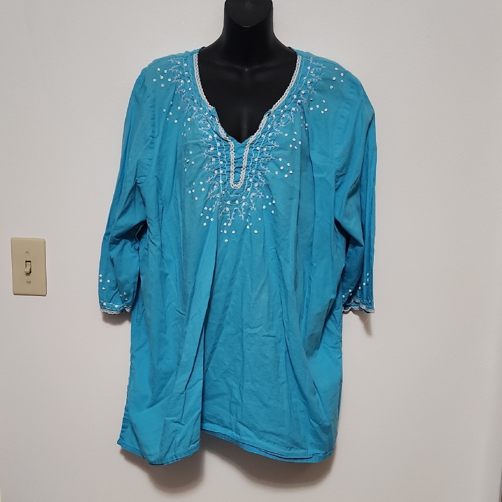 Embroidered Blue Women's Tunic